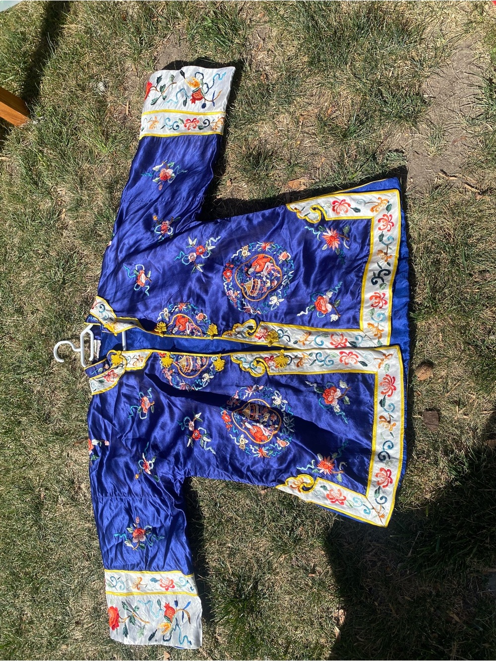 Blue Embroidered Satin Jacket